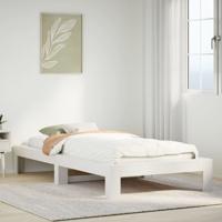 Bedframe zonder matras massief grenenhout wit 75x190 cm