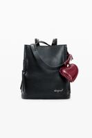 Middelgrote rugzak met hartjesbedel - BLACK - U