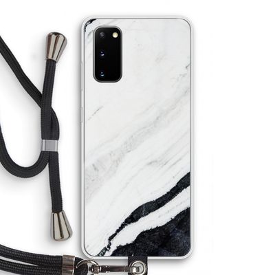 Elegante marmer: Samsung Galaxy S20 Transparant Hoesje met koord