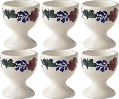 Boerenbont Eierdopjes Aardewerk set van 6 stuks