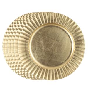 Diner/kerstdiner onderborden - 8x st - goud - D33 x H2 cm - kunststof - rond