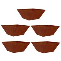 VidaXL Tuin bloempot 5 pcs roestig 35 x 35 x 15 cm cortenstaal