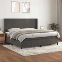 Boxspring met matras fluweel donkergrijs 200x200 cm