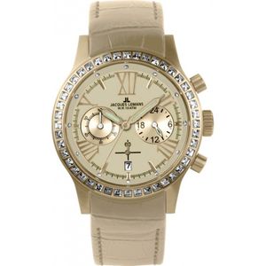 Jacques Lemans horlogeband 1-1527B / Porto Leder Beige 21mm + beige stiksel