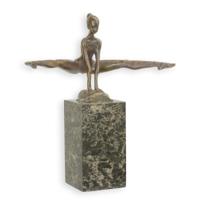 A BRONZE SCULPTURE OF A GYMNAST