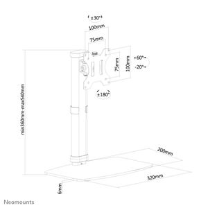 Neomounts FPMA-D890WHITE Monitorvoet 1-voudig 25,4 cm (10) - 76,2 cm (30) Wit Kantelbaar, Zwenkbaar