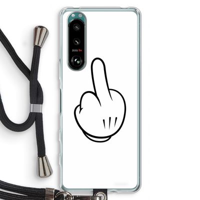 Middle finger white: Sony Xperia 5 III Transparant Hoesje met koord