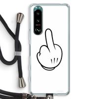Middle finger white: Sony Xperia 5 III Transparant Hoesje met koord