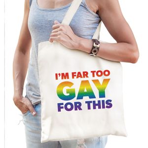 Far too gay regenboog katoenen tas wit