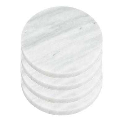 Onderzetters voor glazen - 4x stuks - rond - Marmer - wit - 10 x 0.8 cm