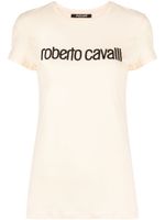 Roberto Cavalli t-shirt en coton stretch à logo brodé - Tons neutres - thumbnail