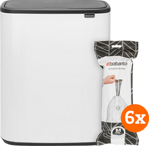 Brabantia Bo Touch Bin 60 Liter White + Vuilniszakken (120 stuks)