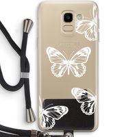 White butterfly: Samsung Galaxy J6 (2018) Transparant Hoesje met koord