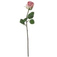 Kunstplant bloem - roos - roze - kunstbloemen/tak - 69 cm