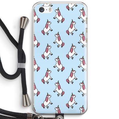 Eenhoorns overal: iPhone 5 / 5S / SE Transparant Hoesje met koord