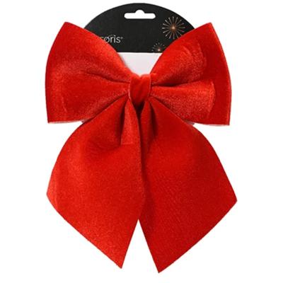 Decoris Decoratie strik - rood - polyester - glanzend - 24 cm - Bruiloft/feest versiering