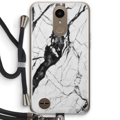 Witte marmer 2: LG K10 (2017) Transparant Hoesje met koord