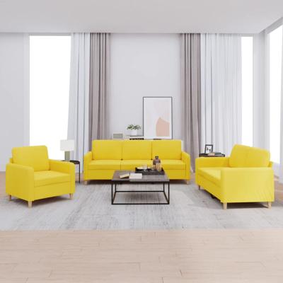 3-delige Loungeset met kussens stof lichtgeel