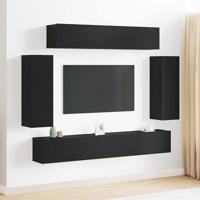 6-delige TV-kastenset - Houten look, gelaagd hout