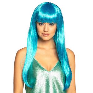 Verkleedpruik voor dames - blauw - Cosplay/zeemeermin/fantasy - Carnaval - lang haar