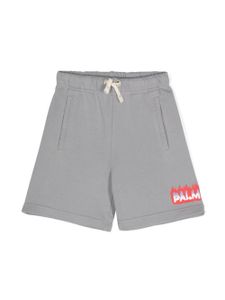 Palm Angels Kids short de sport Flames en coton - Gris