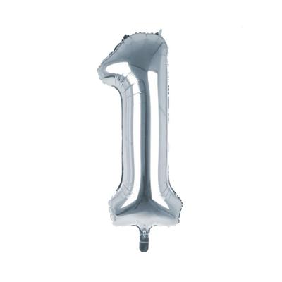 Cijfer Ballon '1' Zilver (100CM)