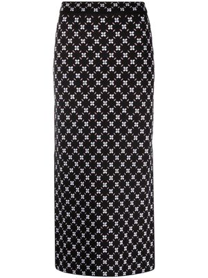 Lanvin jupe mi-longue à carreaux - Noir