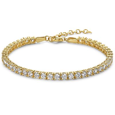 Armband Tennis geelgoud-zirconia wit 3 mm 16-19 cm