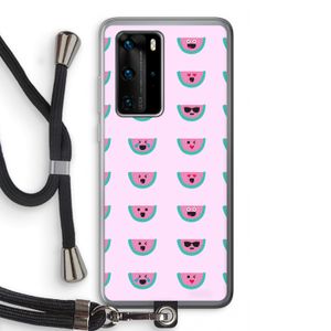 Smiley watermeloenprint: Huawei P40 Pro Transparant Hoesje met koord