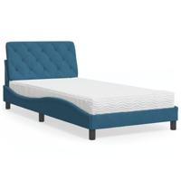 Bed met matras fluweel blauw 100x200 cm