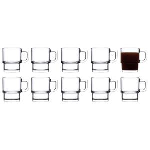 Pasabahce Koffie/thee glazen Cameron - set 10x stuks - transparant glas - 320 ml