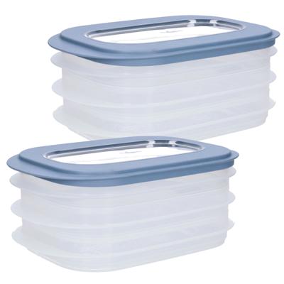 Sunware Vleeswarendoos - 6x - voedsel bewaarbakjes - transparant/blauwgrijs - bakjes Sunware Vleeswarendoos - 6x - voedsel bewaarbakjes - transparant/blauwgrijs - bakjes