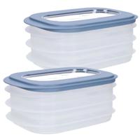 Sunware Vleeswarendoos - 6x - voedsel bewaarbakjes - transparant/blauwgrijs - bakjes