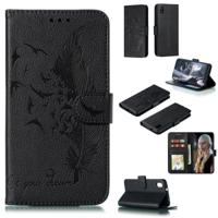 Feather patroon Litchi textuur horizontale Flip lederen draagtas met portemonnee & houder & kaartsleuven voor Xiaomi Redmi 7A (zwart)