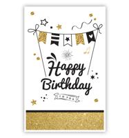 Happy Birthday Kaart Vlaggetjes tussen stokken