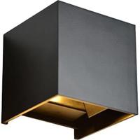 LED Wandlamp 2x3W up&down vierkant zwart 3000K - 5082070 LED Wandlamp 2x3W up&down vierkant zwart 3000K - 5082070