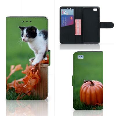 Huawei Ascend P8 Lite | Telefoonhoesje | Met pasjeshouder | Kitten