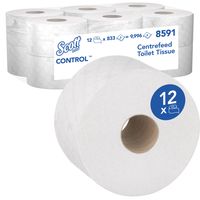 Kimberly Clark toiletpapier Scott Control centrefeed rol, wit, 2-laags, pak van 12 rollen - thumbnail