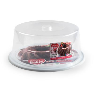 Plasticforte Taart bewaardoos - rond - wit - D32 x H15 cm - vlaai bewaarbak