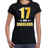 17 and fabulous verjaardag cadeau t-shirt / shirt goud 17 jaar zwart voor dames
