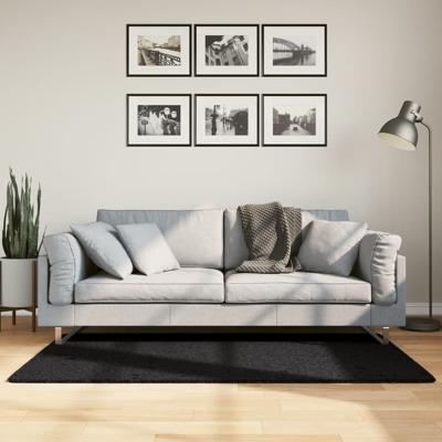 VidaXL Vloerkleed pamplona shaggy hoogpolig modern 80x150 cm zwart