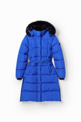 Gewatteerde jas met riem - BLUE - XL