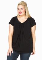 Yoek Shirt wide drape neck | Zwart | Maat Plus