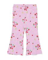 HEMA Babylegging flared fit rib bloemen paars (paars)