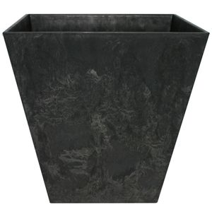 Bloempot/plantenpot vierkant van gerecycled kunststof zwart D35 en H35 cm