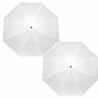 Kleine opvouwbare/inklapbare zak paraplu van 35 cm - 2x stuks - wit - dia 93 cm