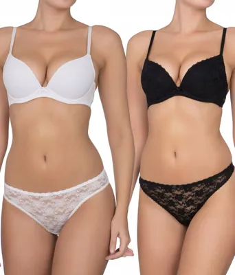 2-Pack Push up / Plunge BH&apos;s - Sonia - Goedkope T-shirt kanten Bh&apos;s - 3/4 Cup