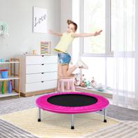 Ø 97 cm Opvouwbare Trampoline Mini Opvouwbare Trampoline voor Kinderen Draagbaar Roze - thumbnail