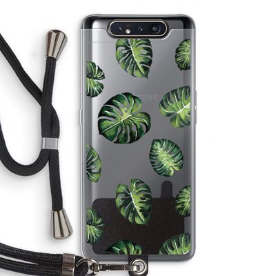 Tropische bladeren: Samsung Galaxy A80 Transparant Hoesje met koord