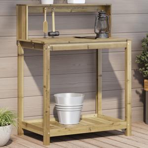VidaXL Oppottafel met schappen 82,5x50x109,5 cm geïmpregneerd hout